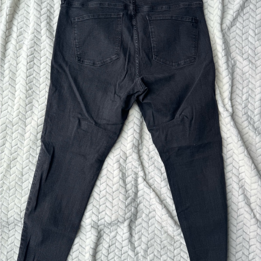 Madewell black button fly distressed hem jeans 9” mid rise skinny 32 - Picture 3 of 4